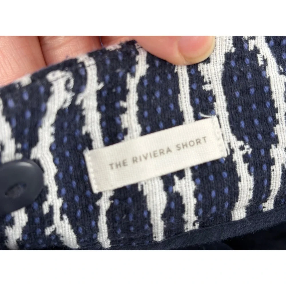 Ann Taylor LOFT Navy/White Ikat Shorts Textured Cotton Blend, Sz 6, Pre-Own